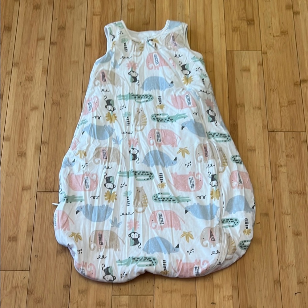 White and Pink Sleep Sack Pajamas with Whimsical Print